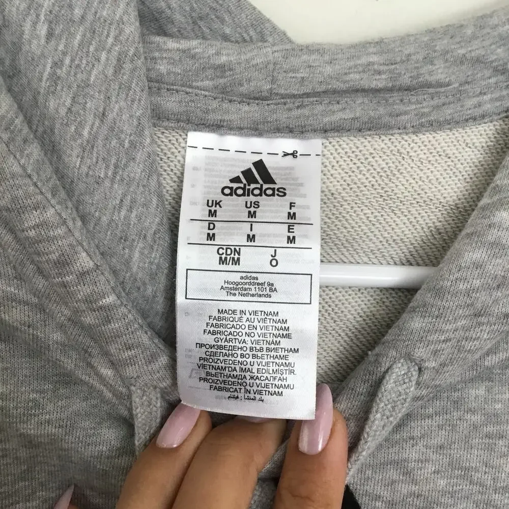ADIDAS Hoodie Spell out Jumper Gray Sweatshirt Men's M